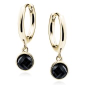 Cercei rotunzi Ø14mm din argint placat cu aur galben cu pietre negre DiAmanti Z2202DEG_B-DIA Cercei rotunzi Ø14mm din argint placat cu aur galben cu pietre negre DiAmanti Z2202DEG_B-DIA